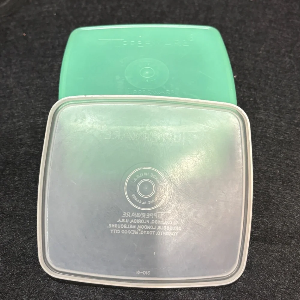 Vintage TUPPERWARE Sheer Green Storage Container #311-36 & Clear Lid #310-4